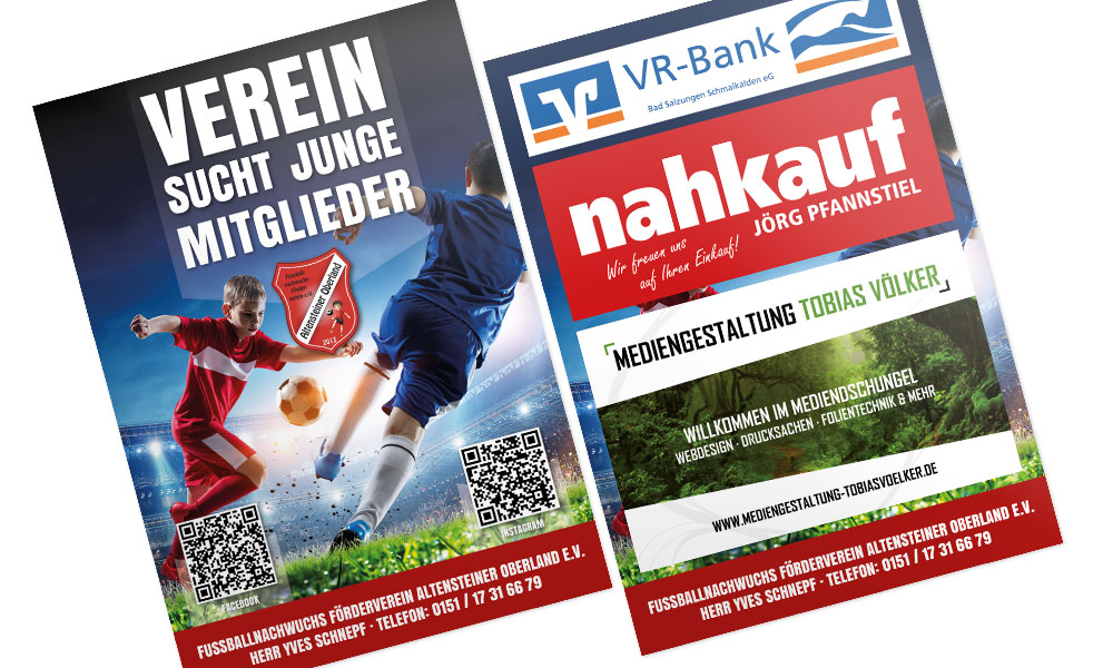 Flyer A6 für Fußballspielergemeinschaft Altensteiner Oberland.