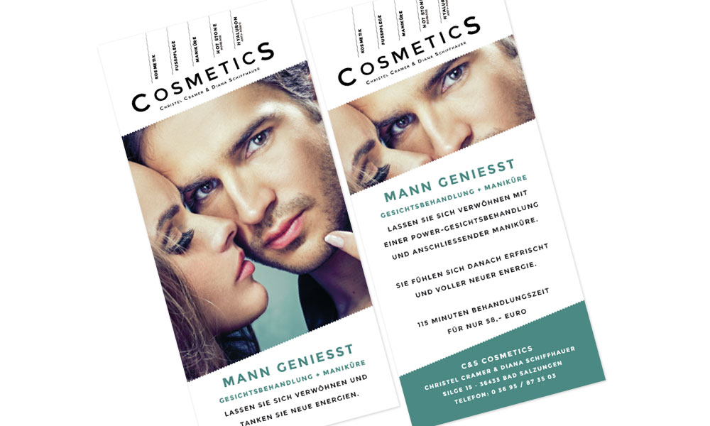 Flyer Mann genießt von Cosmetics